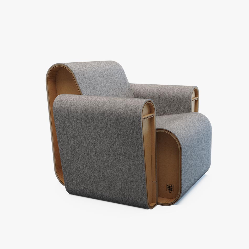 Cardboard Furniture Armchair Felt 01